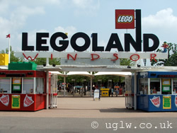 The entrance to Legoland Windsor showing the ticket booths